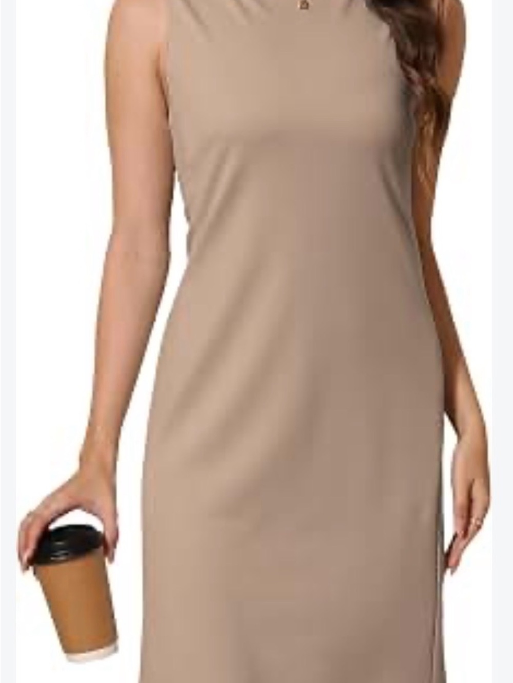 Forever 21 Sleeveless Beige Midi Shift Dress